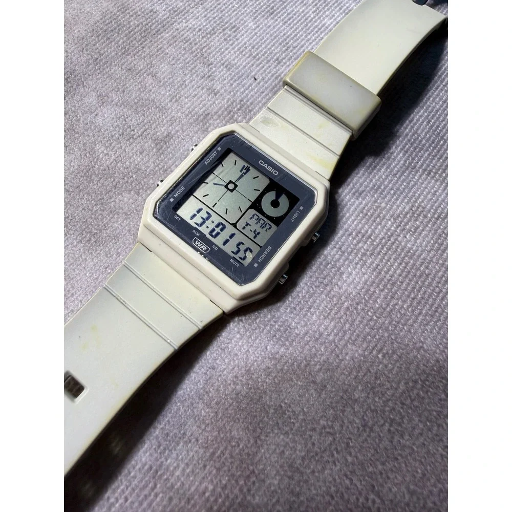 Casio LF-20W-8A Digital Watch Cream Off White Retro Twin Graph World Time 3551